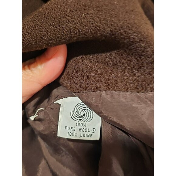 Vtg Anne Klein Women 2 Pc Wool Pant Suit Sz 10 Brown Blazer Jacket Dress Pants - Picture 16 of 16